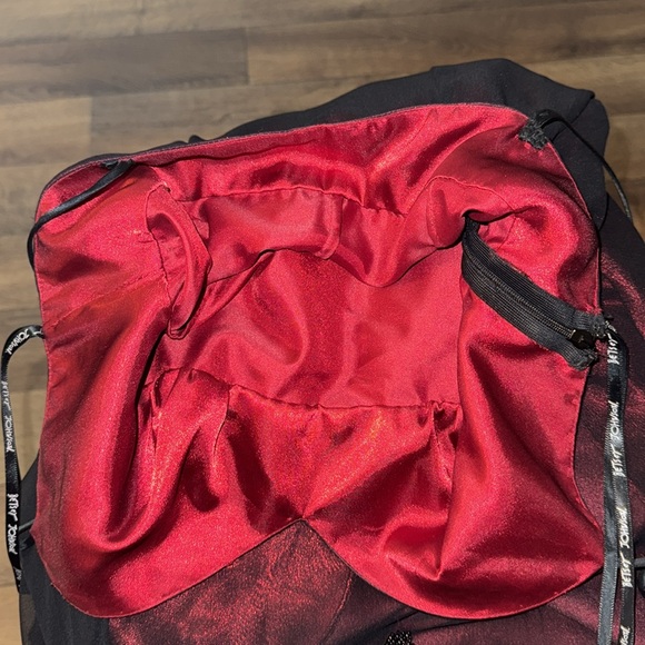 Betsey Johnson NO SIZE Vintage Evening Dress Floral Beading Silk Red Black Vixen - Picture 11 of 16